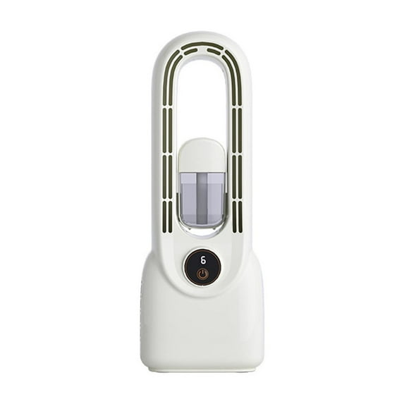 Bladeless Desk Fan with Advanced Mist Humidifier 6 Adjustable Speed Settings Quiet Operation Rechargeable 3000mAh Battery Colorful LED Lighting for Home