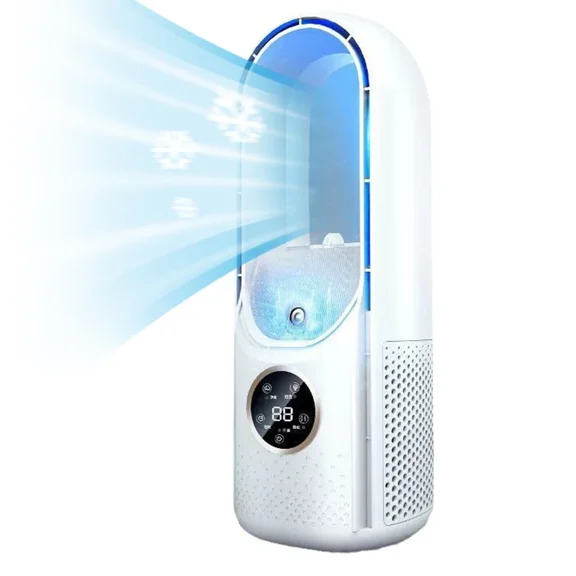 Bladeless Fan, Portable Desk Fan with Night Light & Timer, Personal Cooling Fan with 6-Speed Options, USB Powered Small Desktop Quiet Table Fan for Home Bedroom Office