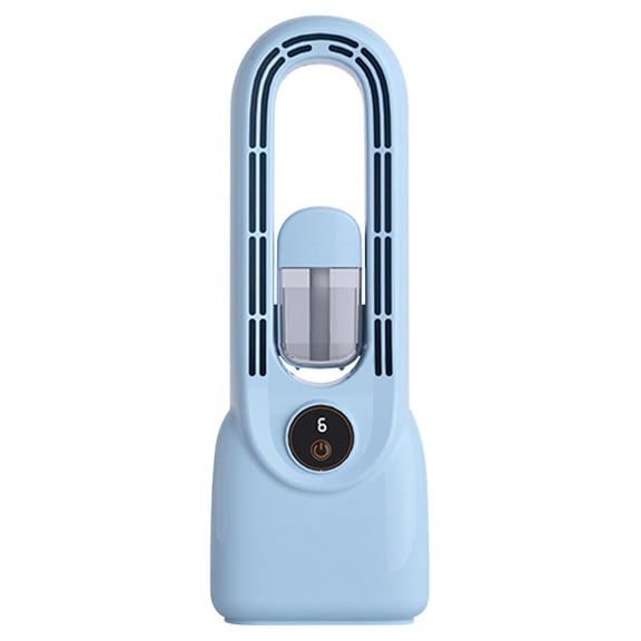Bladeless Fan Usb Desk Fan Small Quiet Table Fans with 6 Speeds, Color Changing Night Light And Mist Humidifier for Home Office Bedroom(E)