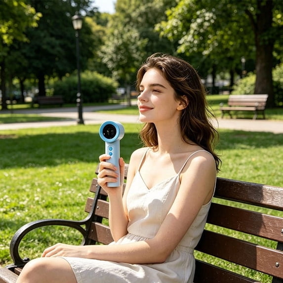 Bladeless Handheld Fan with 15000 RPM High-Speed Motor Dual-Button Control USB-C Rechargeable Portable Turbo Cooler 12cm (4.7 Inch)