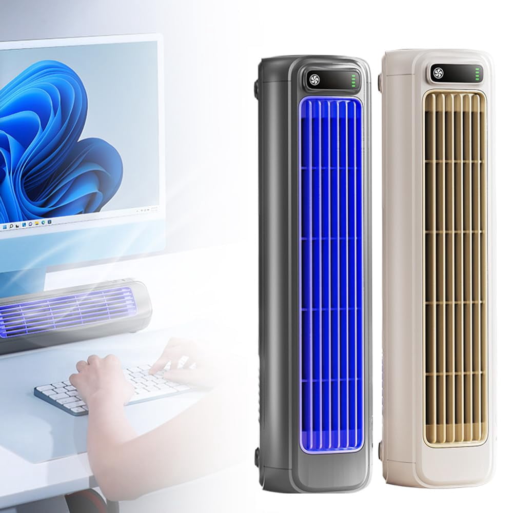 Bladeless Wall-Mounted Fan for Kitchen and Bedroom, 3-Speed Portable Cross-Flow Personal Fan with Punch-Free Installation, AC-Style Quiet Fan