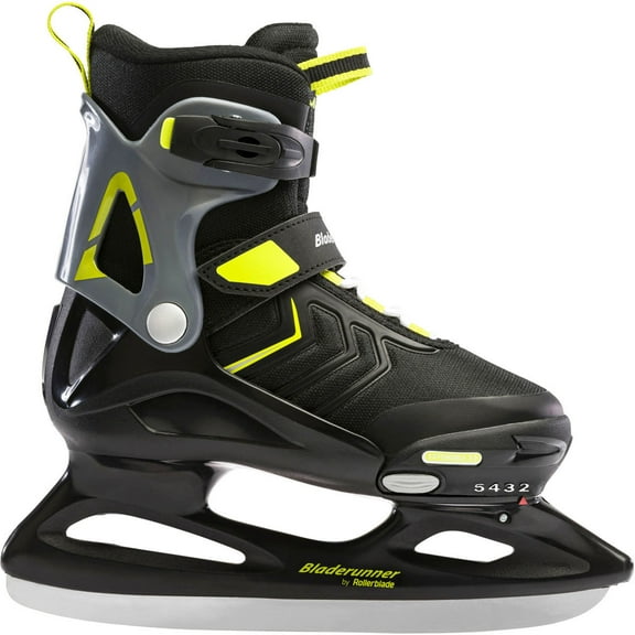 Bladerunner Ice by Rollerblade Micro XT Ice Kids Adjustable Ice Skates, Black/Lime