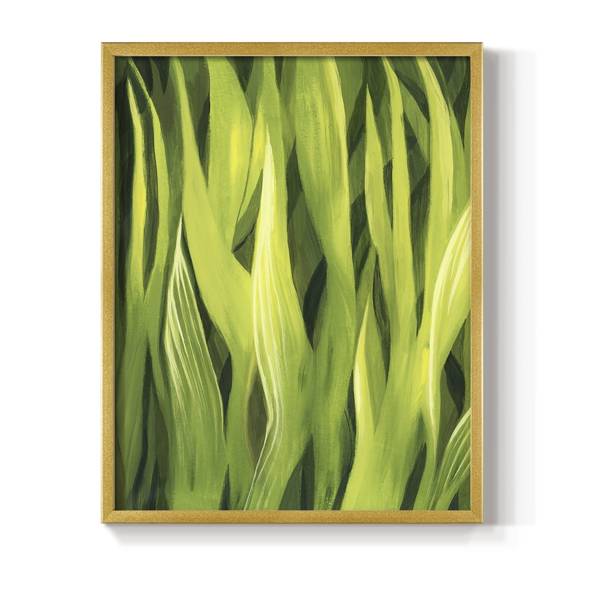 Blades of Grass I Framed Print in Gold Solid Wood Framed Print No Nail Hanging