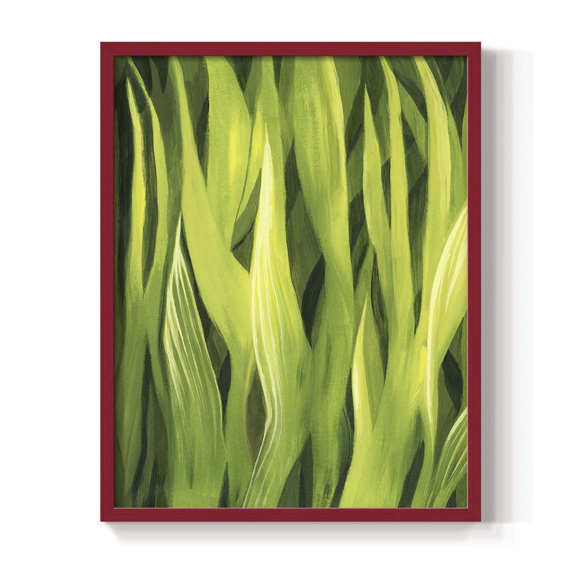Blades of Grass I Framed Print in Red Solid Wood Framed Print No Nail Hanging