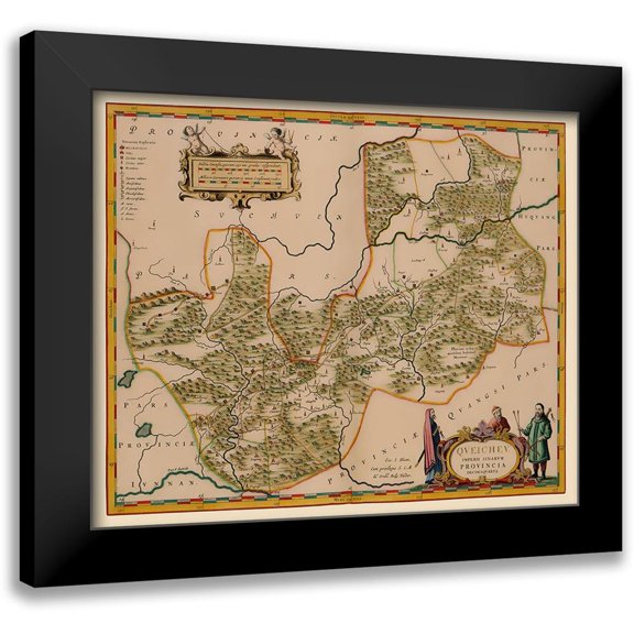 Blaeu 14x12 Black Modern Framed Museum Art Print Titled - Guizhou Province China - Blaeu 1655