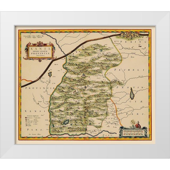 Blaeu 14x12 White Modern Wood Framed Museum Art Print Titled - Shanxi Province China - Blaeu 1655