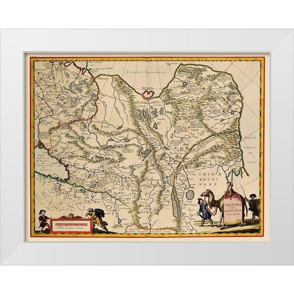 Blaeu 14x12 White Modern Wood Framed Museum Art Print Titled - Tartary Region Asia - Blaeu 1630
