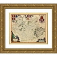 thumbnail image 1 of Blaeu 24x20 Gold Ornate Wood Framed with Double Matting Museum Art Print Titled - Leicestershire County England - Blaeu 1646, 1 of 4