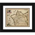 thumbnail image 1 of Blaeu 32x26 Black Ornate Wood Framed with Double Matting Museum Art Print Titled - Iberian Peninsula Galicia Spain - Blaeu 1635, 1 of 4