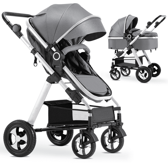 Trenana 2-in-1 Convertible Baby Stroller With Bassinet Mode, Black, 20
