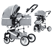 Blahoo Baby Stroller for Newborn, 2 in1 High Landscape Stroller, Foldable Aluminum Alloy Pushchair with Adjustable Backrest. Bassinet Stroller (gray)