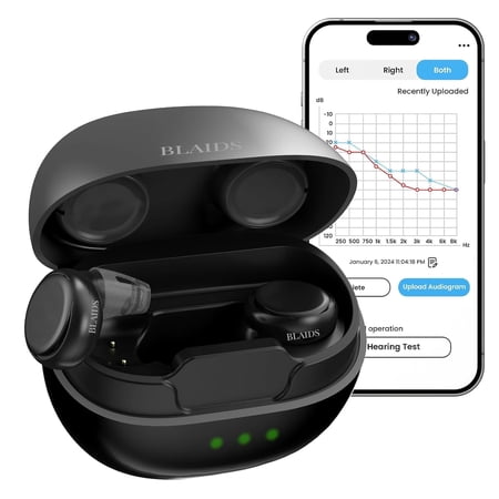 BlaidsX Micro ITC Hearing Aids, Invisible In-Ear Design for Mild & Moderate Hearing Loss, 32DSP Channels, Advanced Noise Reduction, Rechargeable 18–24H Battery, App Control with Remote Fitting Suppor
