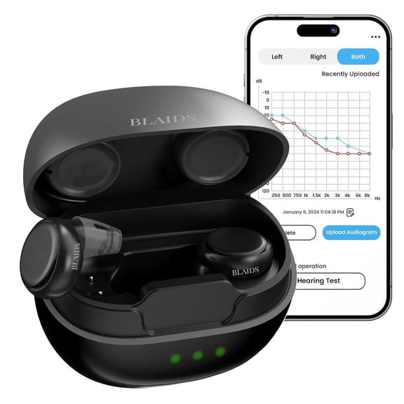 BlaidsX Micro ITC Hearing Aids, Invisible In-Ear Design for Mild & Moderate Hearing Loss, 32DSP Channels, Advanced Noise Reduction, Rechargeable 1824H Battery, App Control with Remote Fitting Suppor