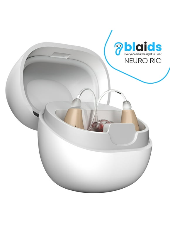 BlaidsX Neuro Rechargeable RIC Hearing Aids | Fully Programmable (250-8K Hz) 48 DSP Channels | Mobile App & Hearing Test Included
