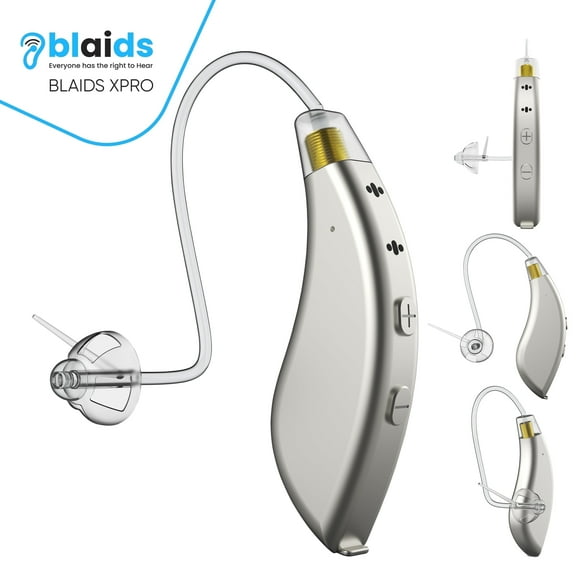 BlaidsX Pro Programmable Hearing Aids for Adults with Mobile App Hearing Test & Noise Cancellation, Hearing Aids for Seniors with Bluetooth, Dual Mic & 48 DSP Channels - Right Ear - Gray