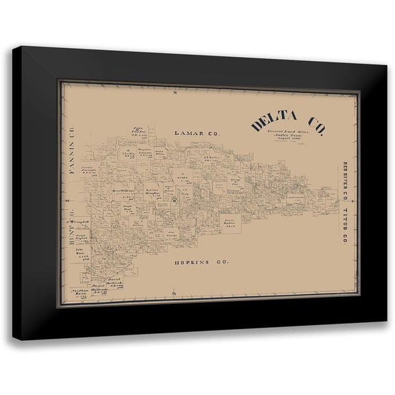 Blain 14x12 Black Modern Framed Museum Art Print Titled - Delta County Texas - Blain 1889