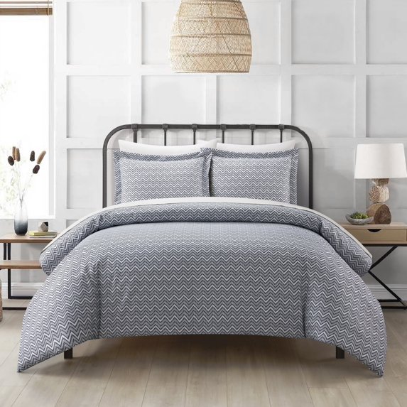 Blaine 2 or 3 Piece Duvet Cover Set Contemporary Two Tone Striped