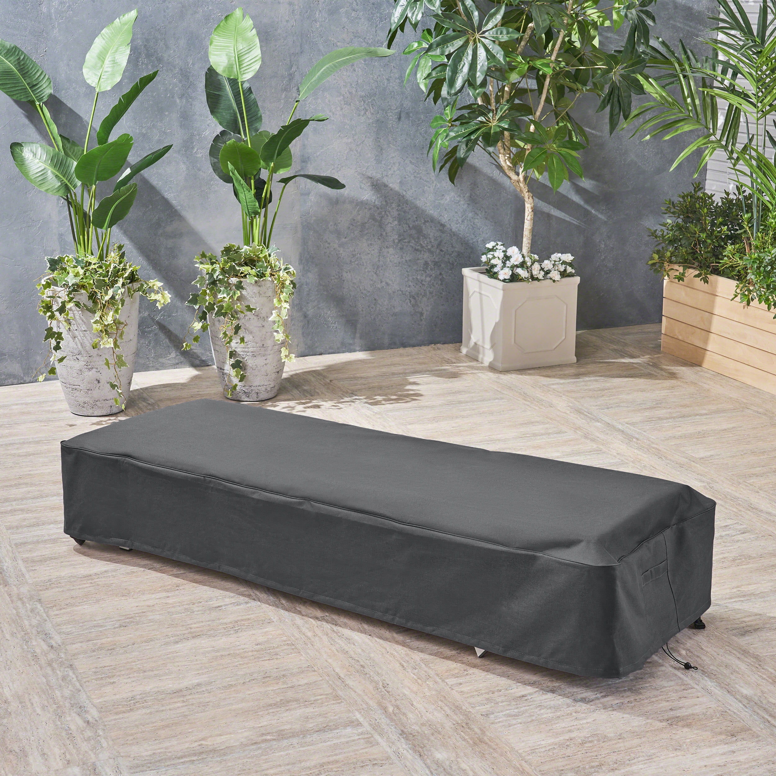 Gray Waterproof Fabric Outdoor Chaise Lounge Cover
