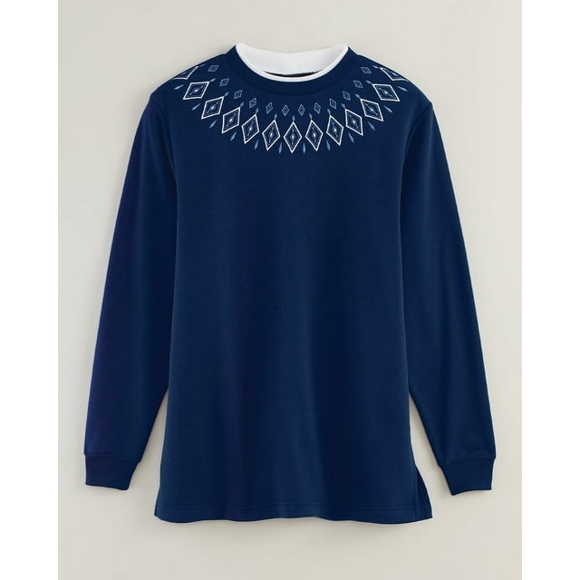 Blair Womens Better-Than-Basic Embroidered Tunic Sweatshirt
