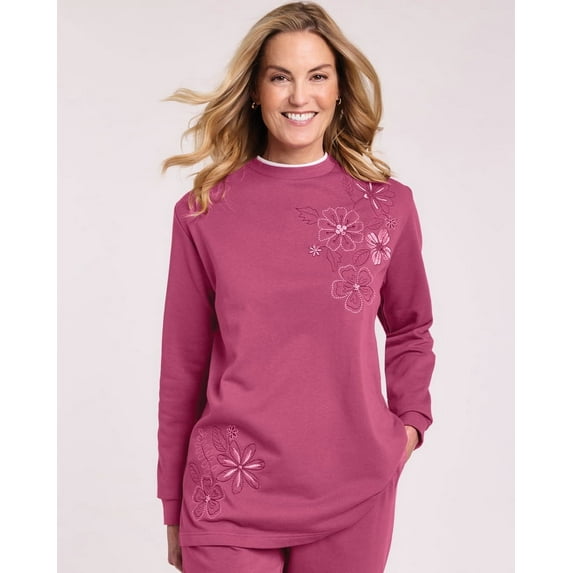 Blair Womens Better-Than-Basic Embroidered Tunic Sweatshirt