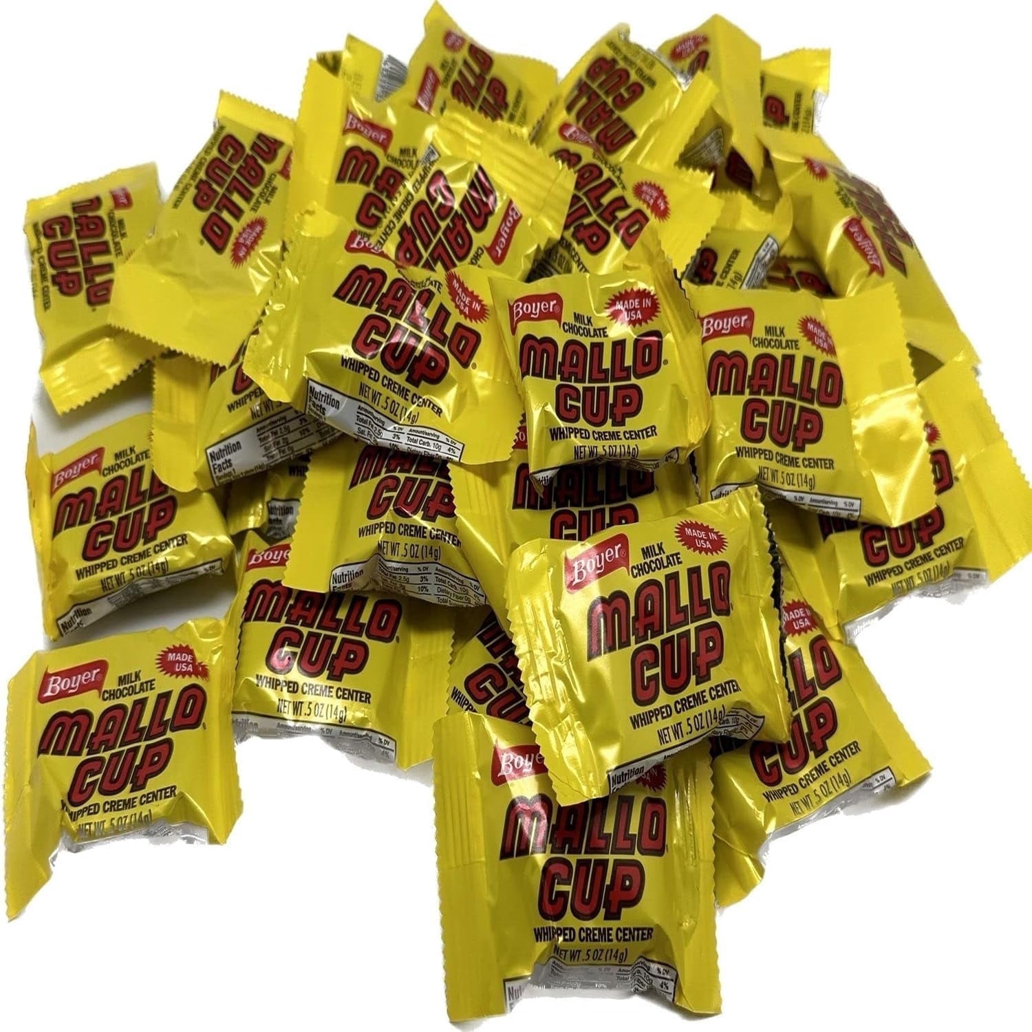 Boyer Mallo Cup Minis – Milk Chocolate Cups with Marshmallow Creme Filling – Bite-Size Candy – 3 lb Resealable Bag