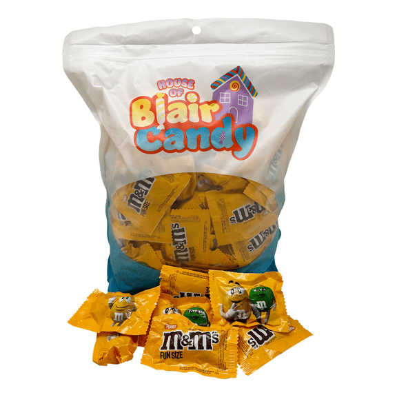 Blair CandyMilk Chocolate Peanut M&Ms Fun Sized Individual Bags - 5 lbs. Resealable Candy Bag
