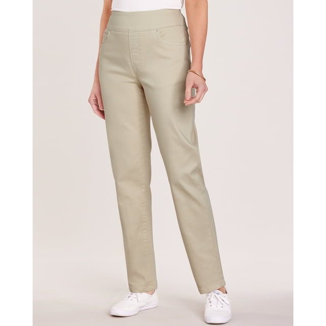 Blair Womens Denimease Flat-Waist Pull-On Jeans