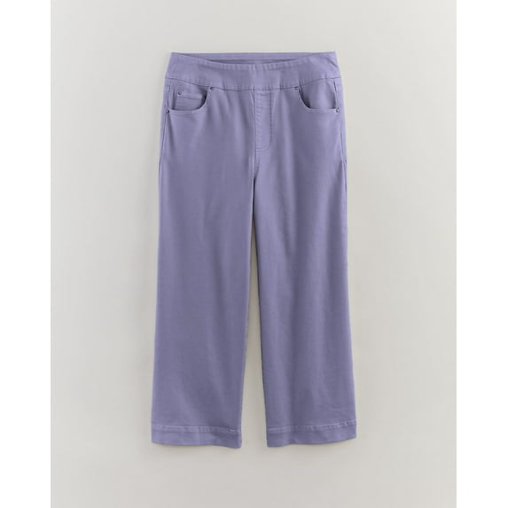 Blair Womens Denimease™ Flat-Waist Wide Leg Crop Jeans