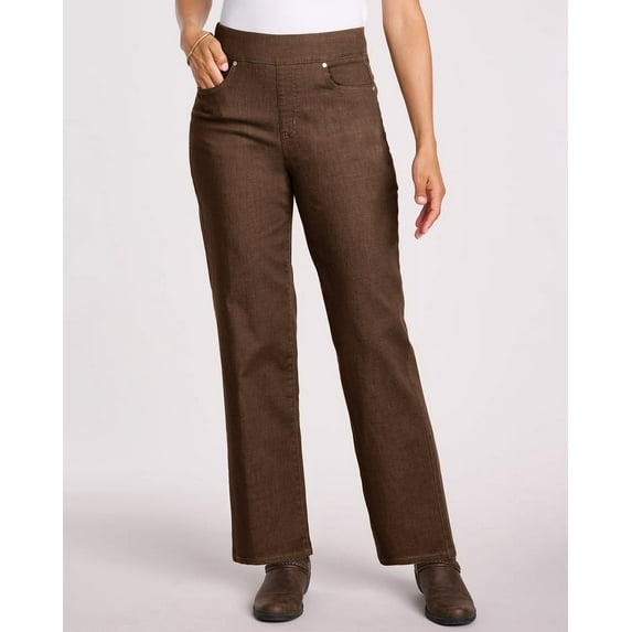 Blair Womens Denimease™ Petite Short Flat Waist Wide Leg Jeans