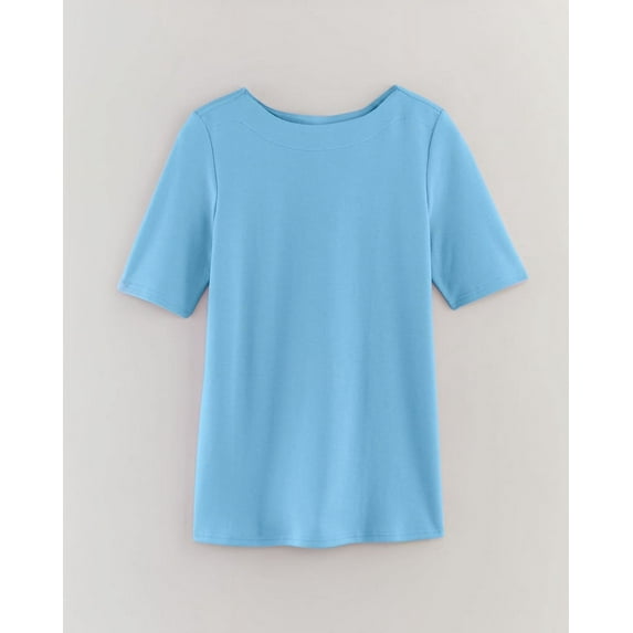 Blair Womens Essential Knit Elbow Length Sleeve Boatneck Top