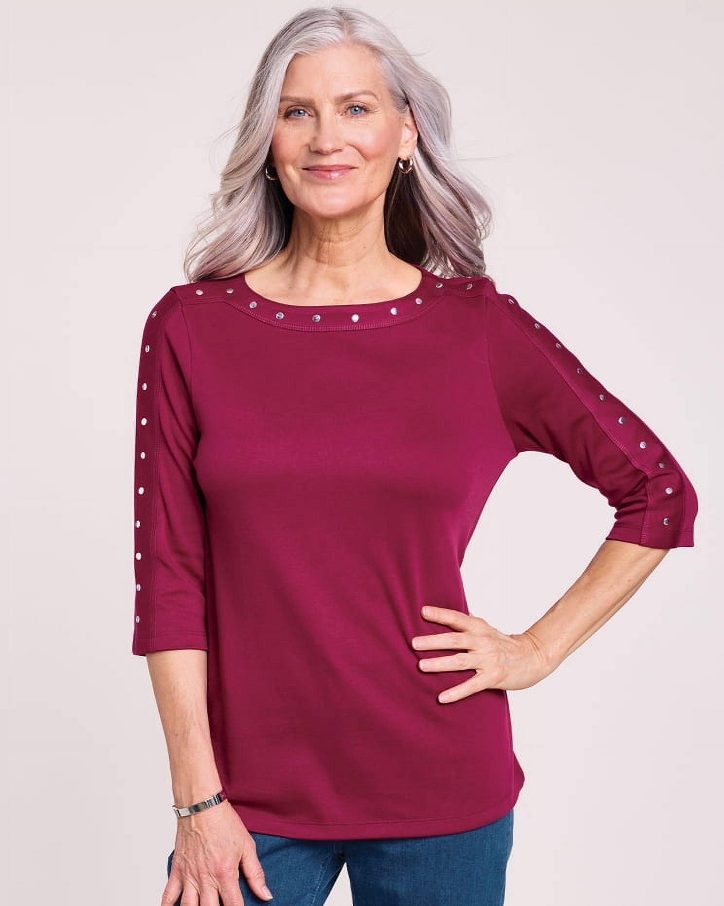 Apricot Plain Boat Neck Top main image 1