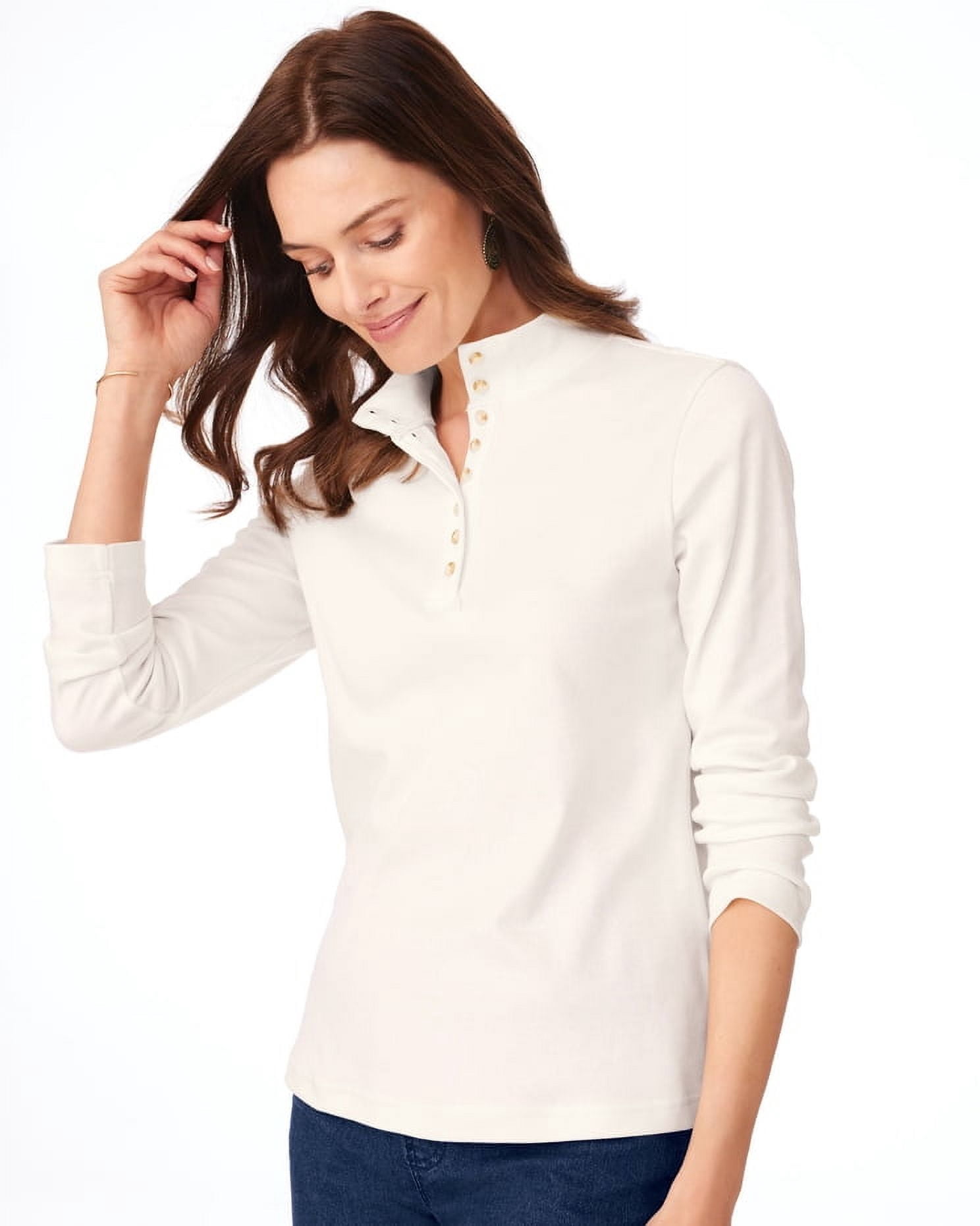 Heather Button Henley Knit Tee