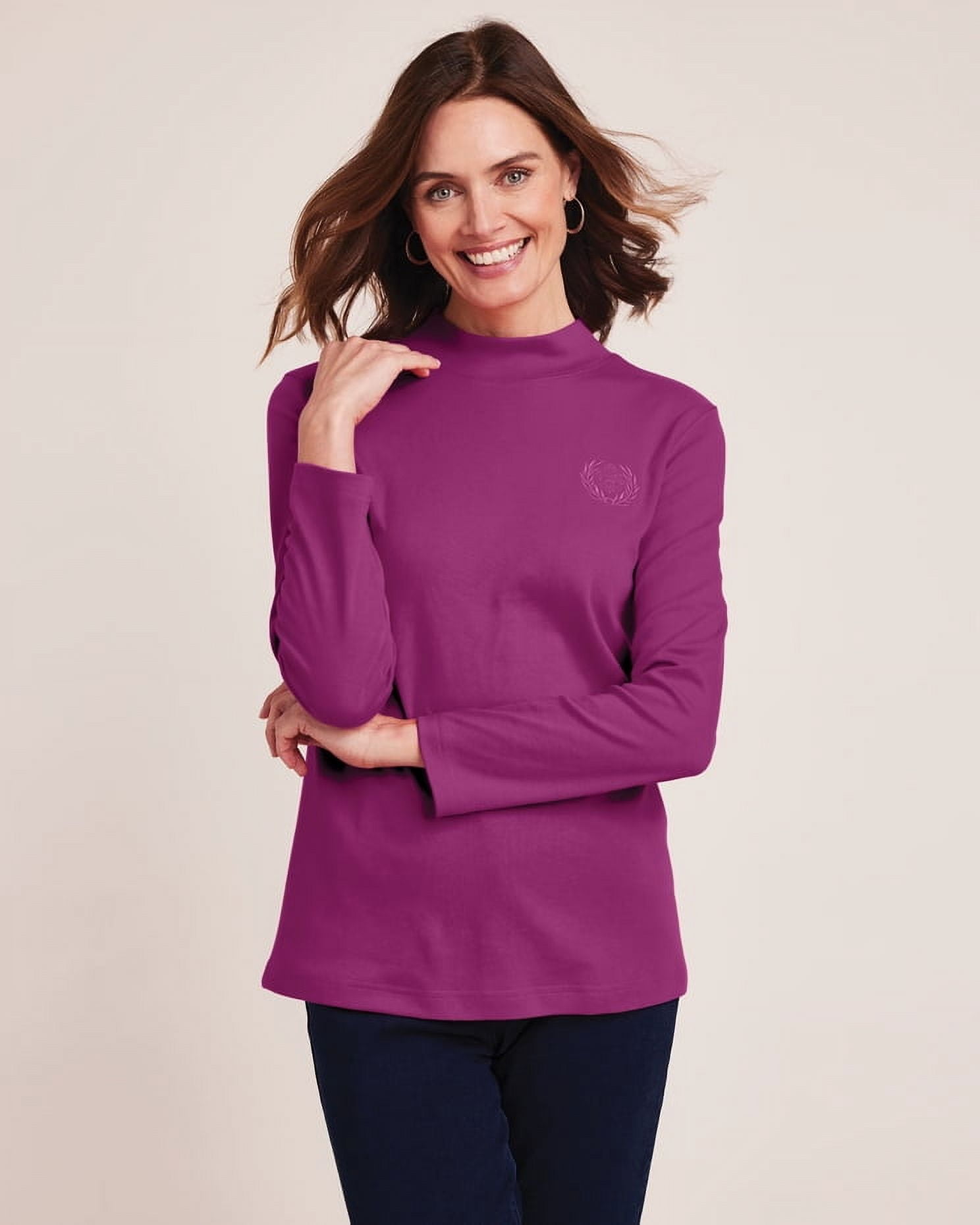 Blair Womens Essential Knit Long Sleeve Mock Top