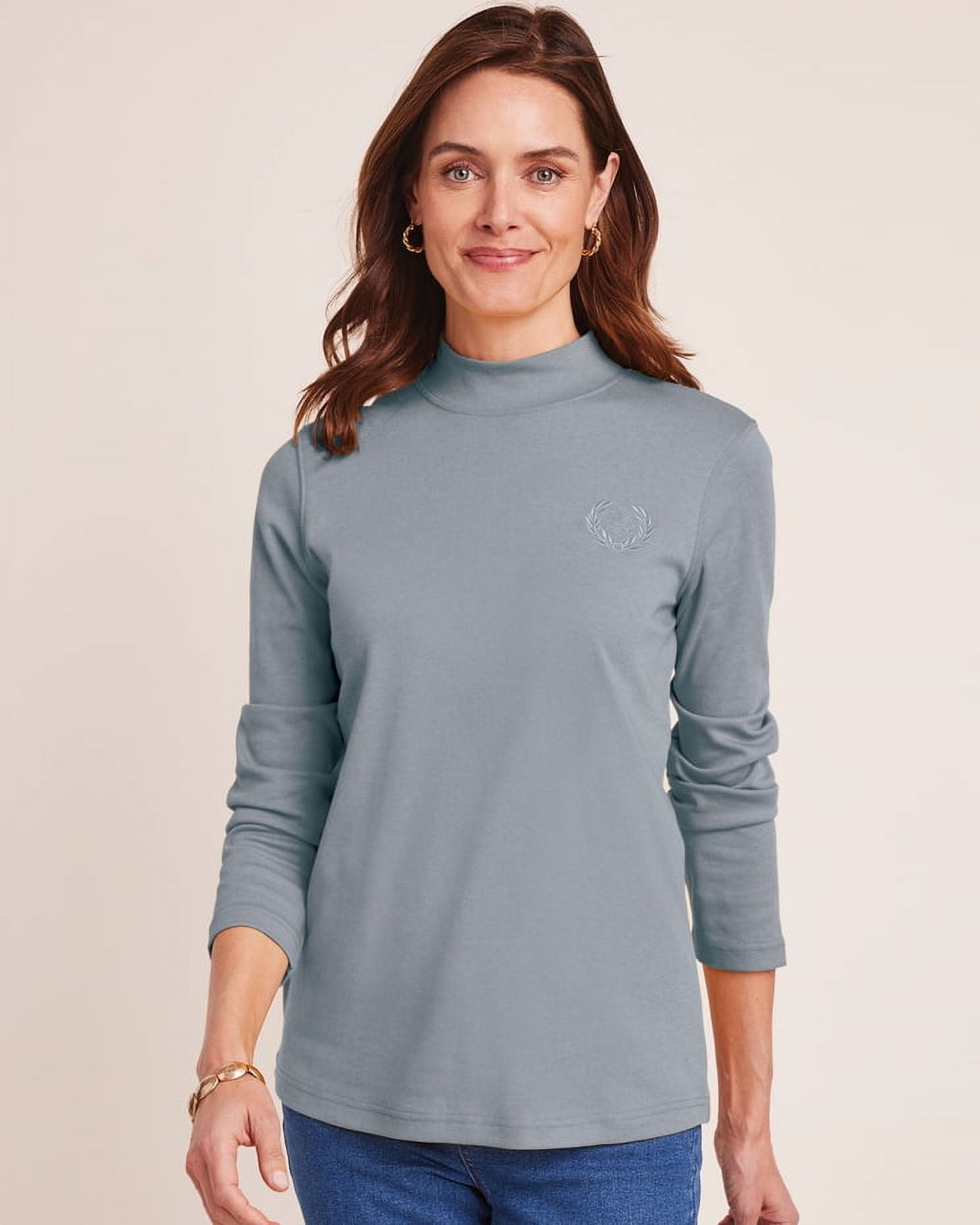 Blair Womens Essential Knit Long Sleeve Mock Top