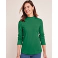 thumbnail image 1 of Blair Womens Essential Knit Petite Short Long Sleeve Mock Top, 1 of 6