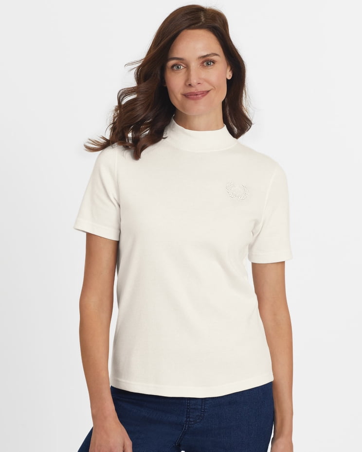 Blair Womens Essential Knit ShortSleeve Mockneck Top