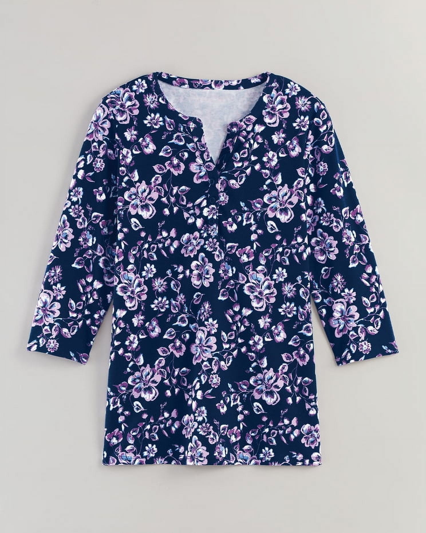 Blair Womens Essential Knit ThreeQuarter Sleeve Henley