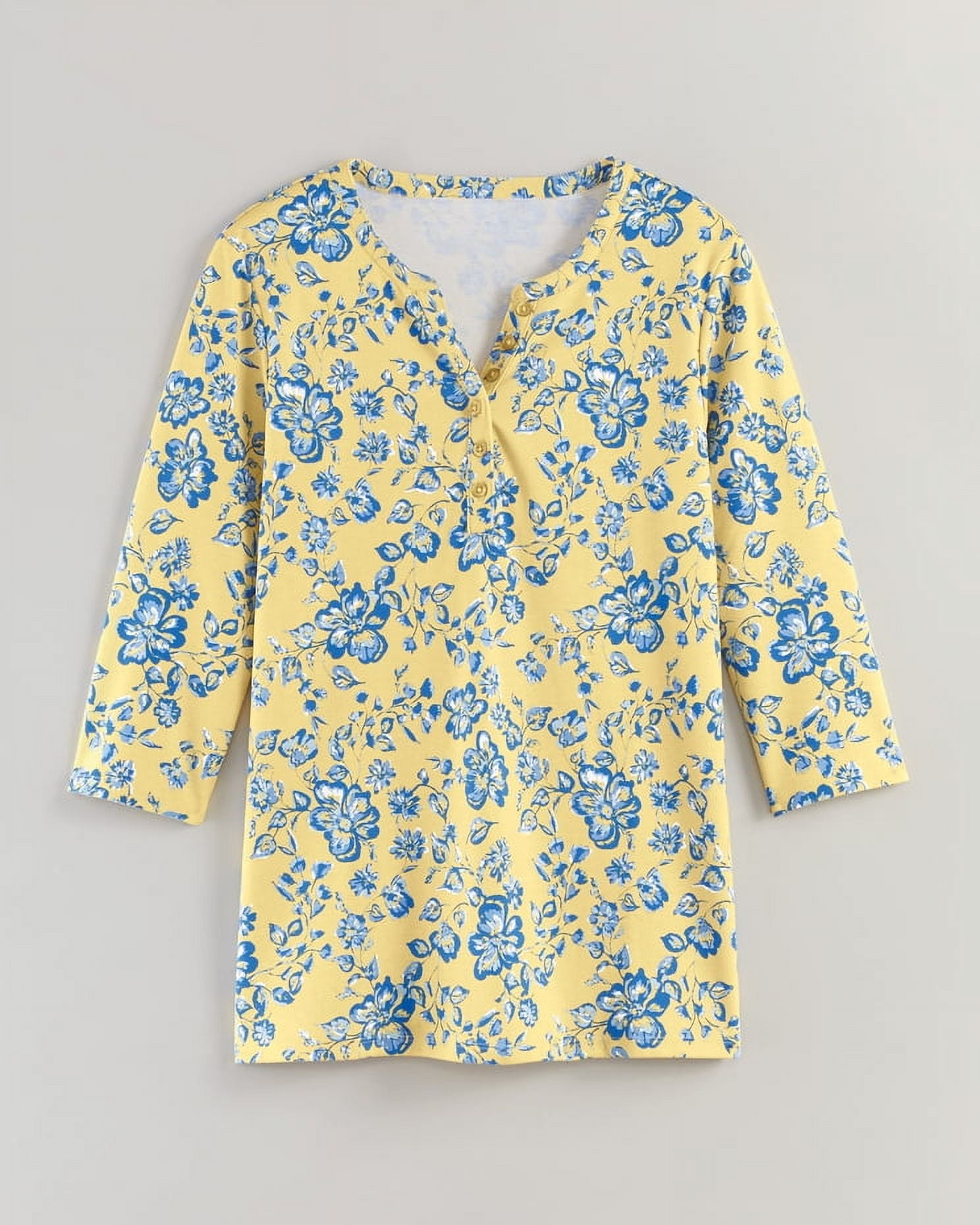 Blair Womens Essential Knit ThreeQuarter Sleeve Henley