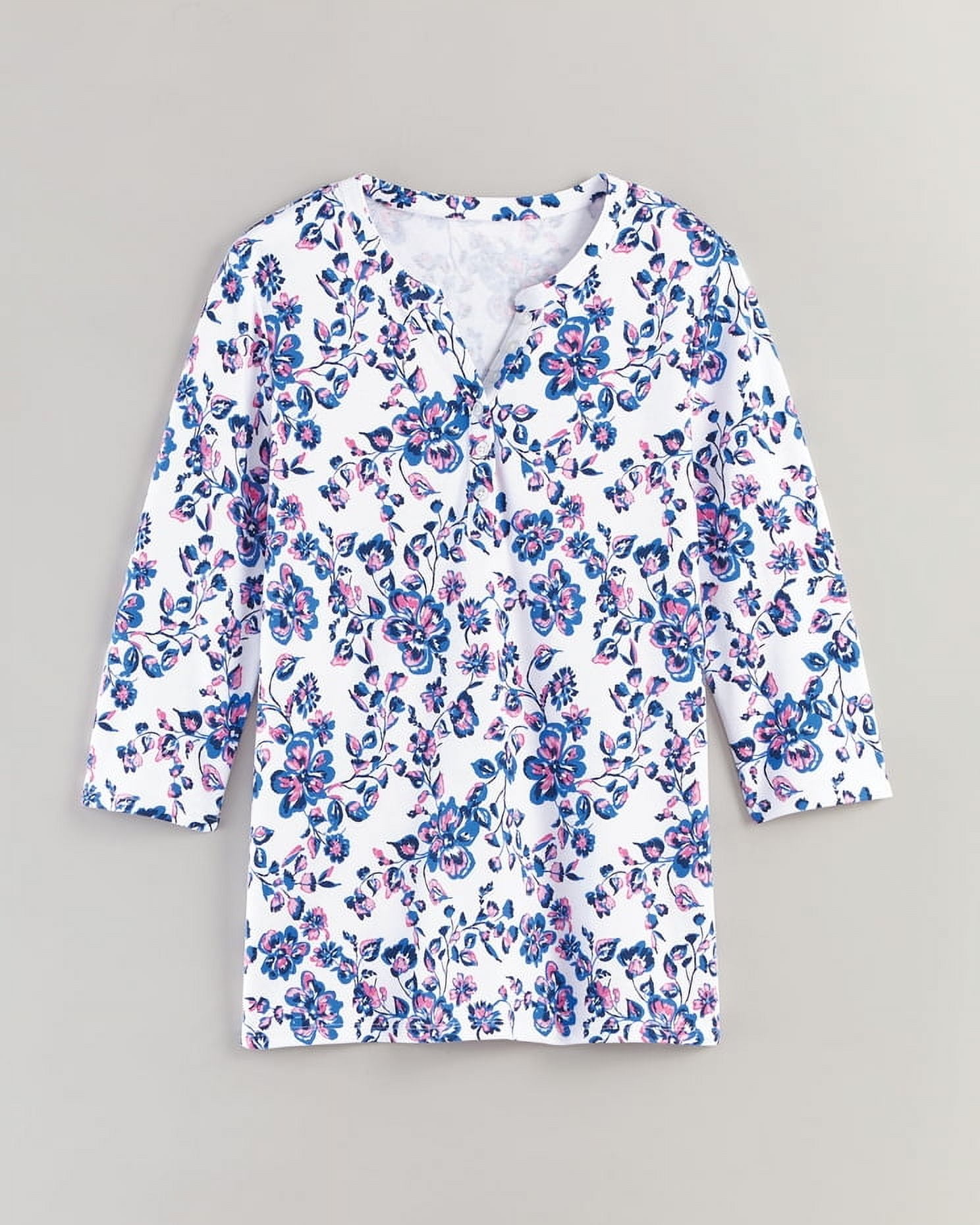 Blair Womens Essential Knit ThreeQuarter Sleeve Henley