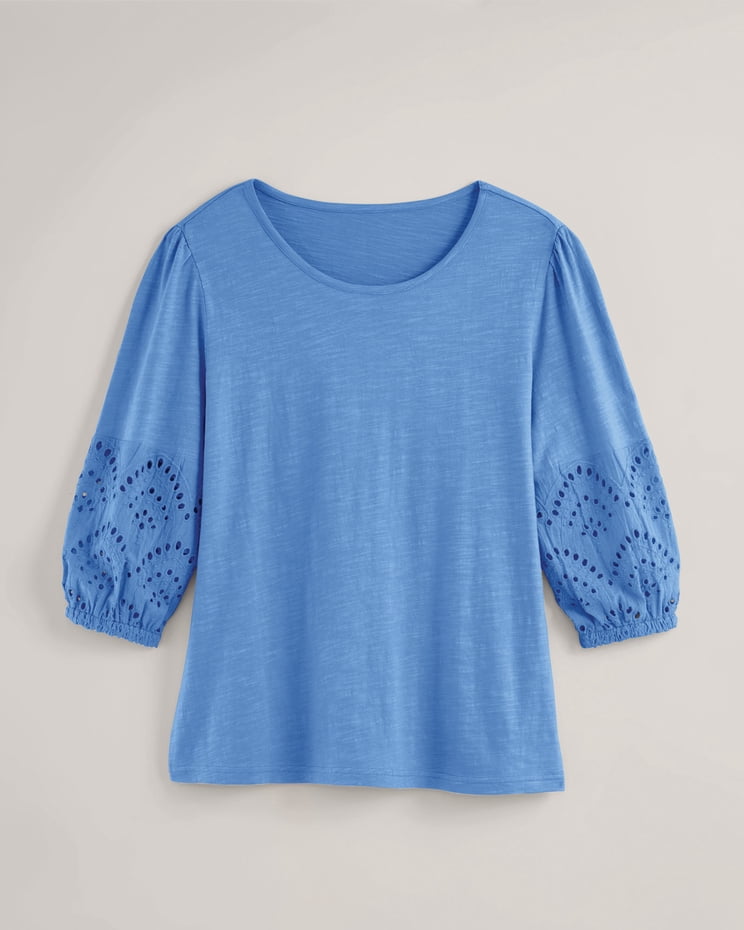 Rubie Knitted Top with Cotton Eyelet Sleeves
