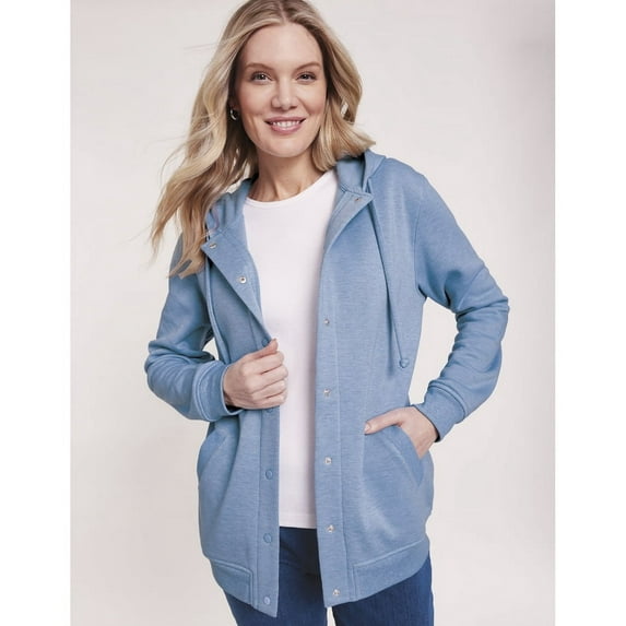 Blair Womens Hooded Fleece Snap Jacket