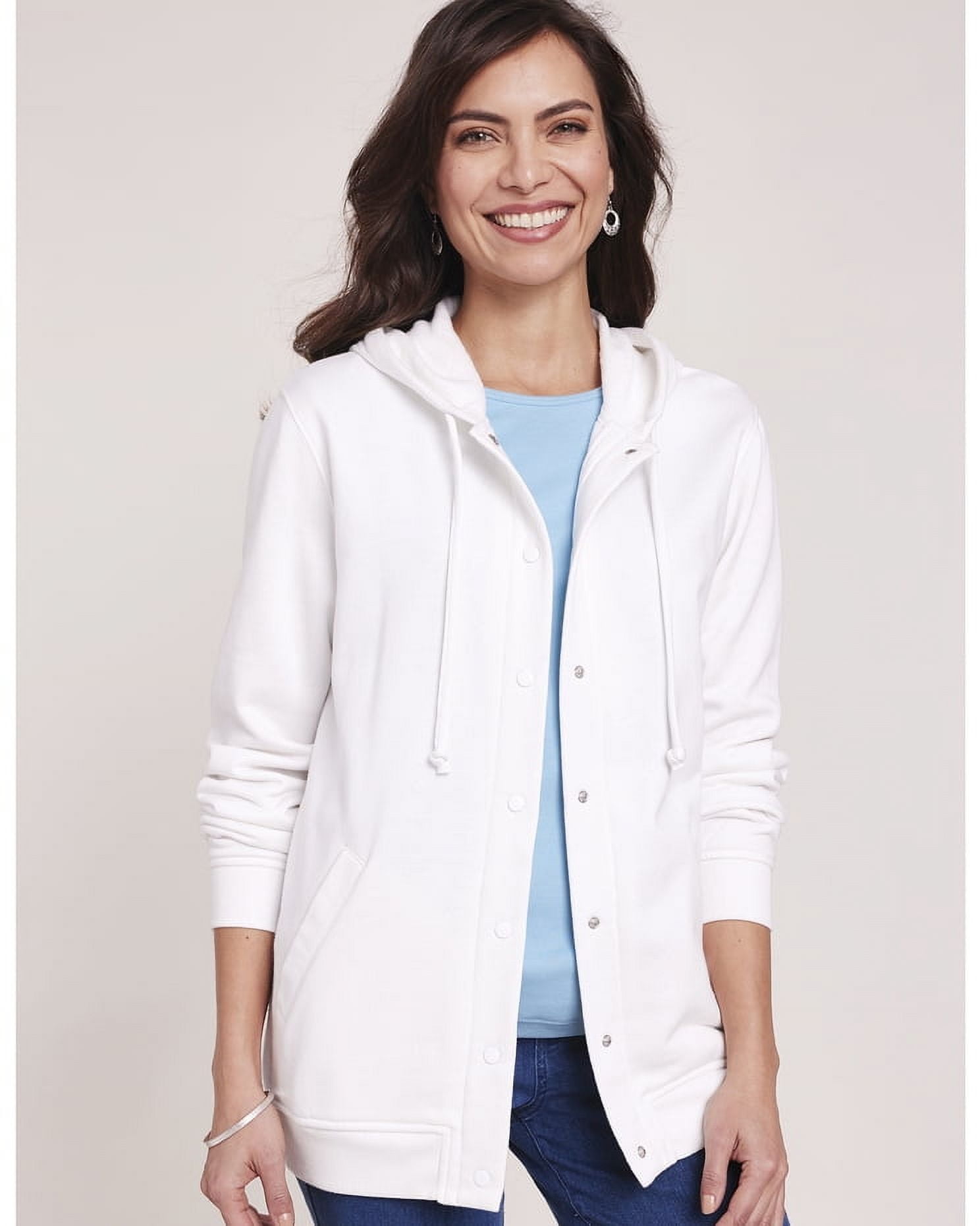 Blair Womens Hooded Fleece Snap Jacket - Walmart.com