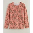 thumbnail image 1 of Blair Womens Print Long Sleeve Pointelle Henley Top, 1 of 1