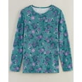 thumbnail image 1 of Blair Womens Print Long Sleeve Pointelle Henley Top, 1 of 1