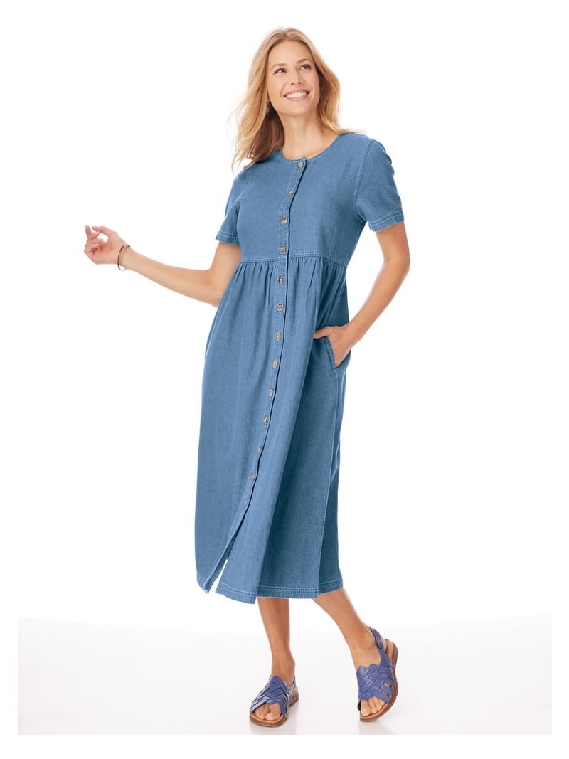 Blair Womens Denim Button-Front Dress - Walmart.com
