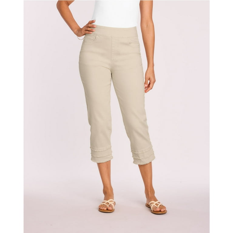 Blair Womens Denimease™ Frayed Hem Crop Jeans