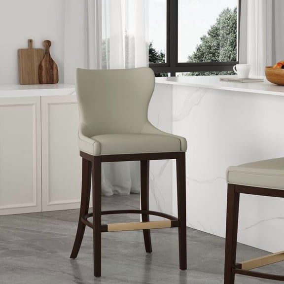 Blair Modern Wood Upholstered Barstool in Stone