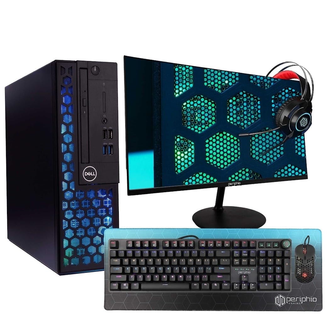 BlairTech RGB Gaming PC Bundle | Intel Core i5-8500 + GeForce GT 1030 2GB GPU | 16GB DDR4 RAM | 1TB SSD | Internal Wi-Fi + Bluetooth | Win 11 Pro | New 24" LCD Monitor + Desktop Computer Kit