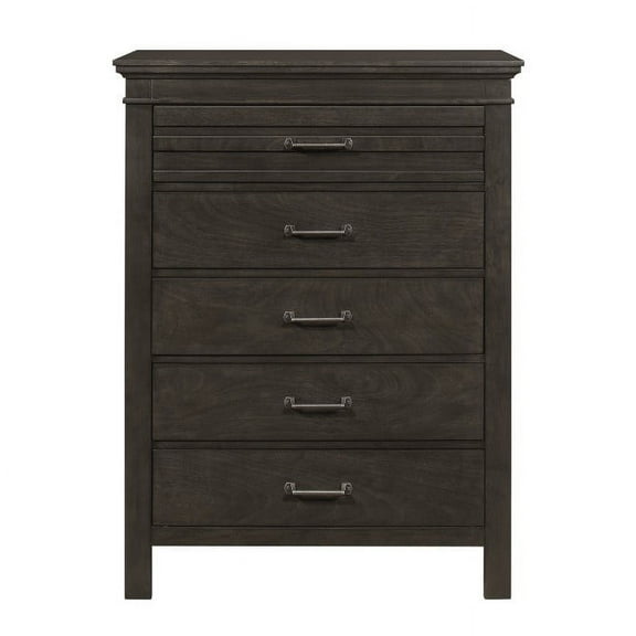 Blaire Farm Collection Chest with Okume Veneer in Charcoal Gray Finish
