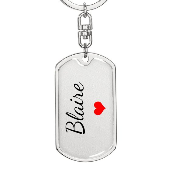 Blaire Keychain – Custom Name Keychain for Women Title: Dog Tag with Swivel Keychain (Steel)